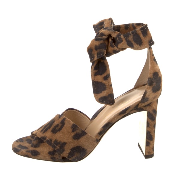 Marion Parke Bella Suede Leopard Ankle Tie Heels - Picture 13 of 13